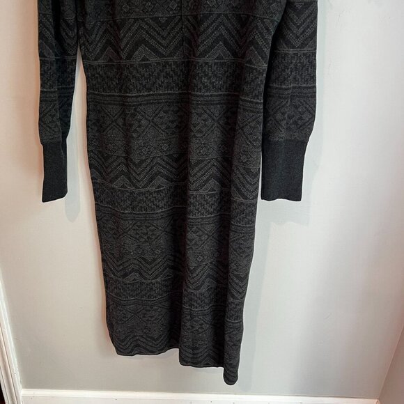 prAna South Rock Sweater Midi Length Dress Size LARGE in Charcoal Intarsia Wool - Picture 7 of 10